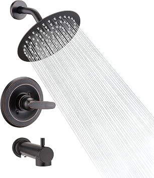 Replacement Faucet Shower Trim Kit for Delta 1300/1400 & 13/14 Series, Tub Shower Faucet Set, High Pressure 8" Round Rain Shower Head - Oil Rubbed Bronze Valve/Cartridge Not Included
