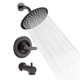 RAINREVIVE Replacement Faucet Shower Trim Kit for Delta 1300/1400 & 13/14 Series, Tub Shower Faucet Set, High Pressure 8" Round Rain Shower Head - Oil Rubbed Bronze (Valve/Cartridge Not Included)