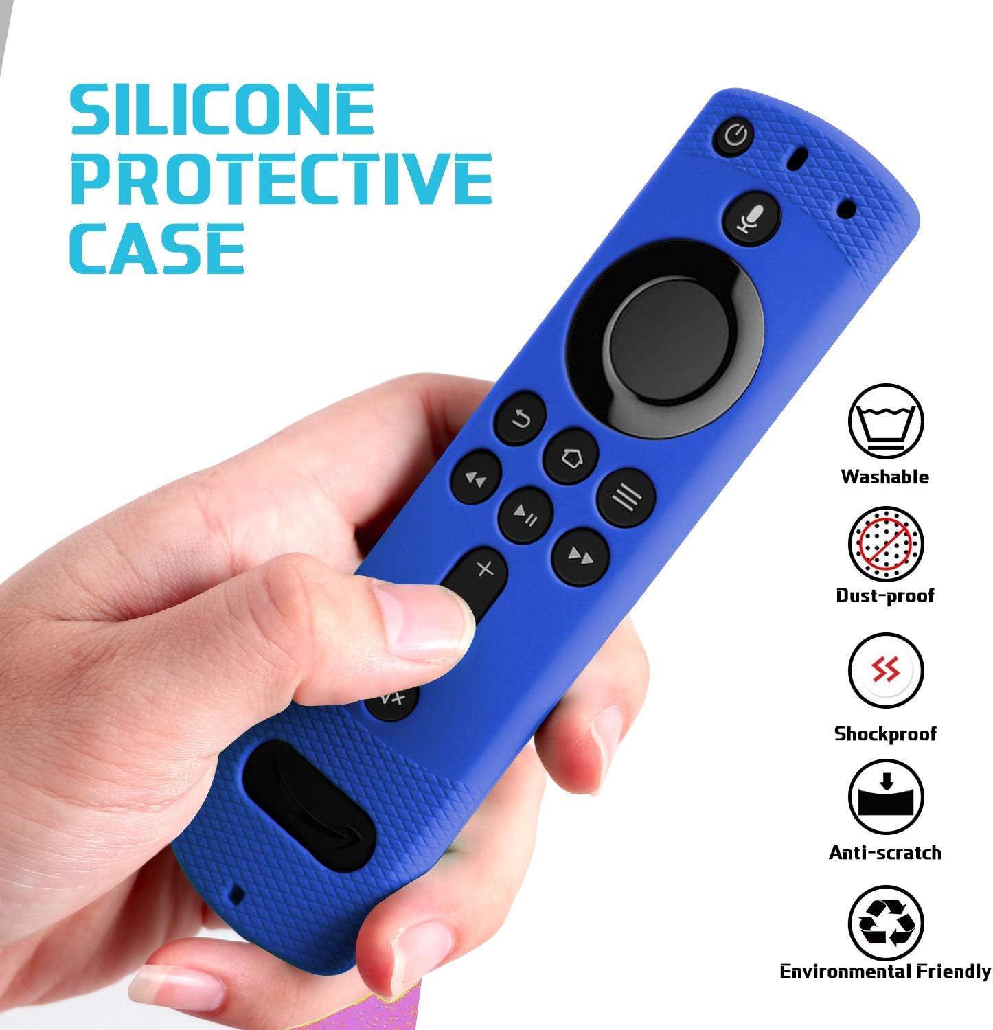 Remote Cover for Fire TV Stick 4K QCUTE Shockproof Silicone Remote Case Shockproof for Fire TV Cube/Fire TV (3rd Gen) Compatible with All-New 2nd Gen Alexa Voice Remote Control with Lanyard