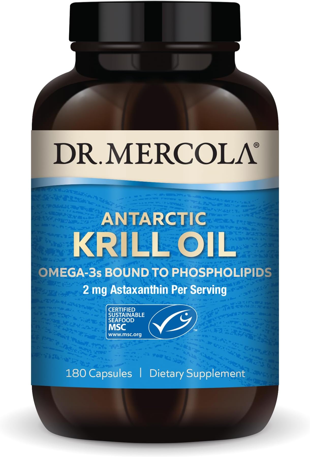 Dr. Mercola Antarctic Krill Oil, 90 Servings (180 Capsules), Dietary Supplement, Supports Organ, Bone and Joint Health, Non GMO, MSC Certified