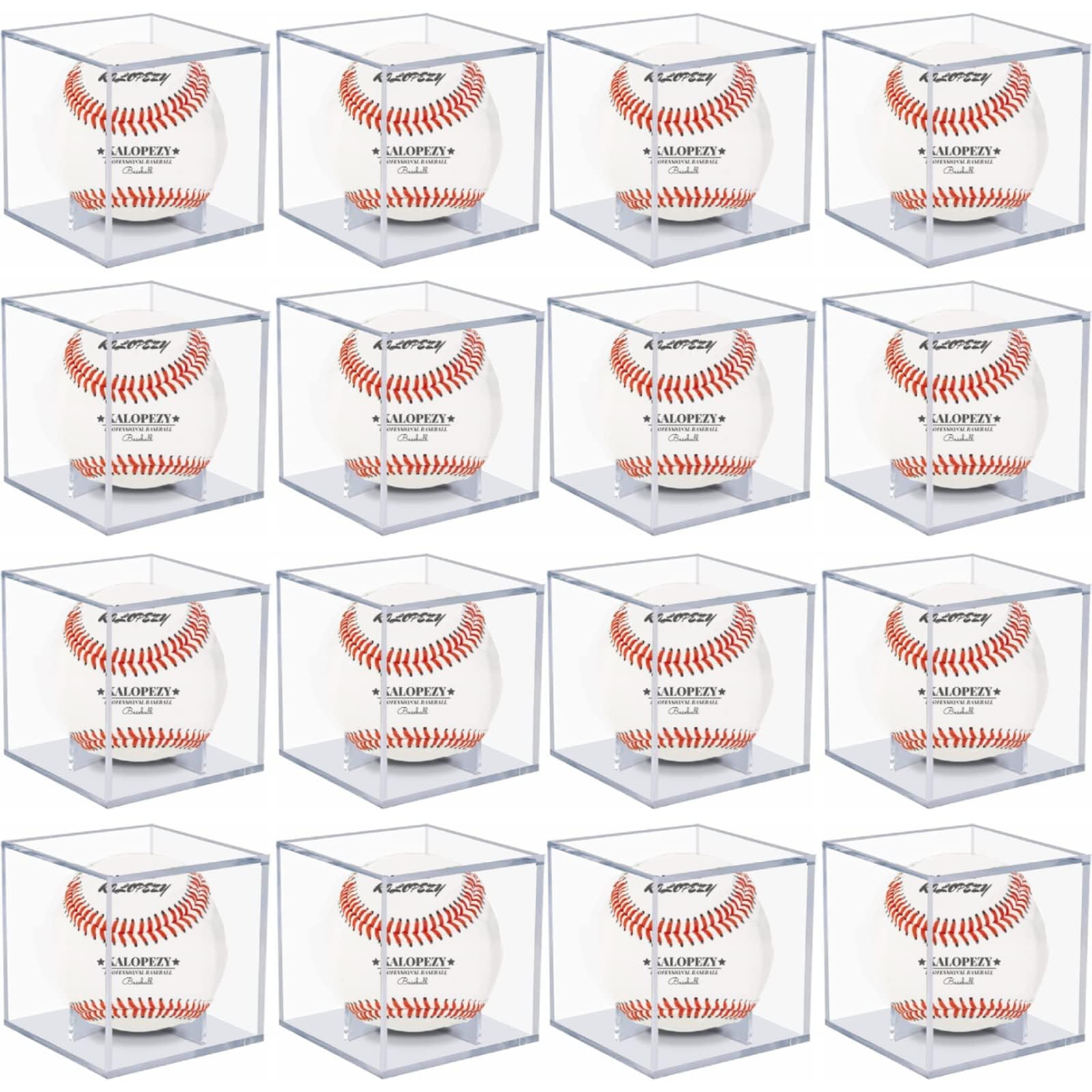 Lot de 16 boîtes de présentation transparentes en acrylique avec protection UV pour ballons de baseball, vitrine, autographe, pour ballon de taille officielle