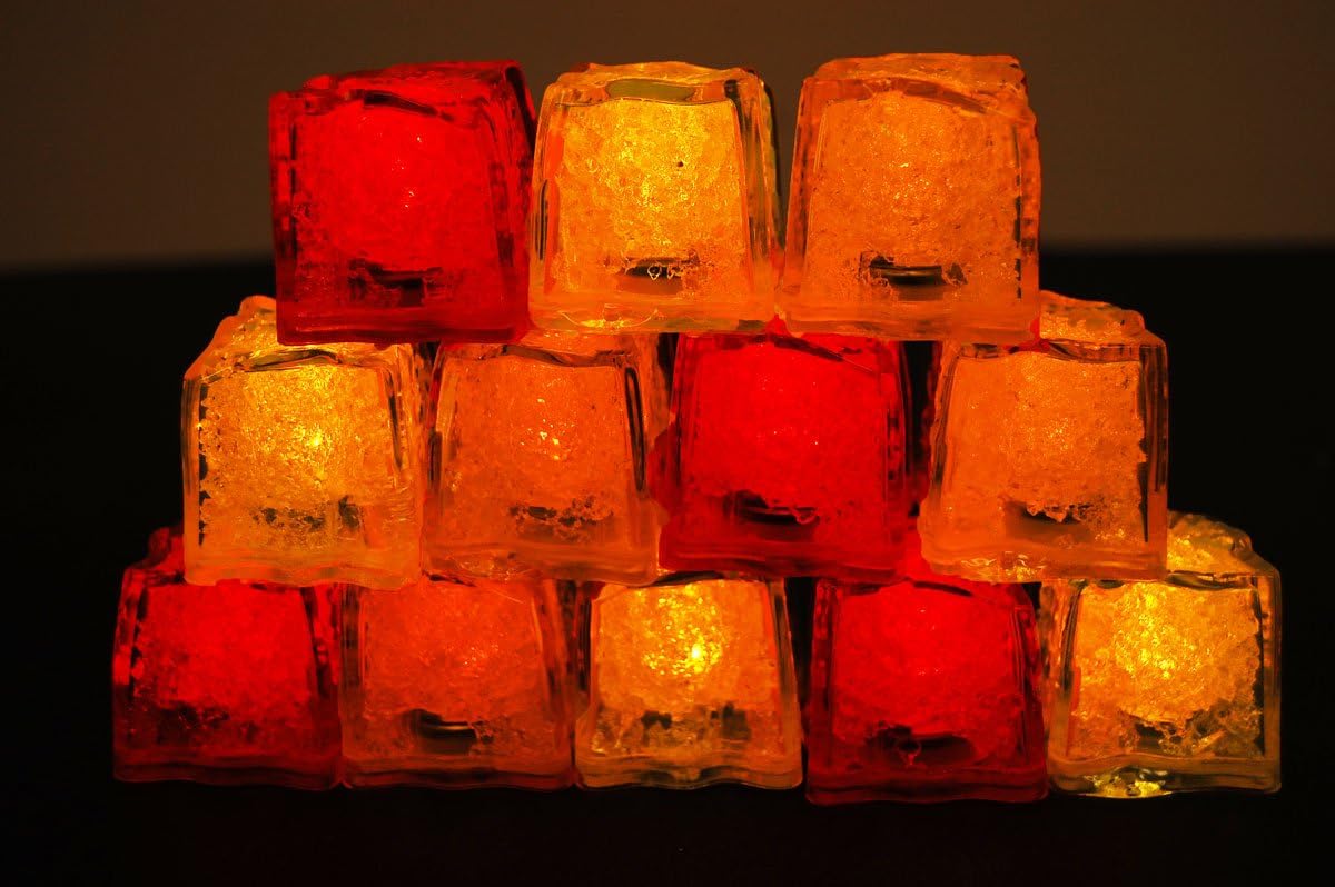 Litecubes Brand 3 Mode Jewel Color Tinted Fire Pack LED Lighted Ice Cubes (12