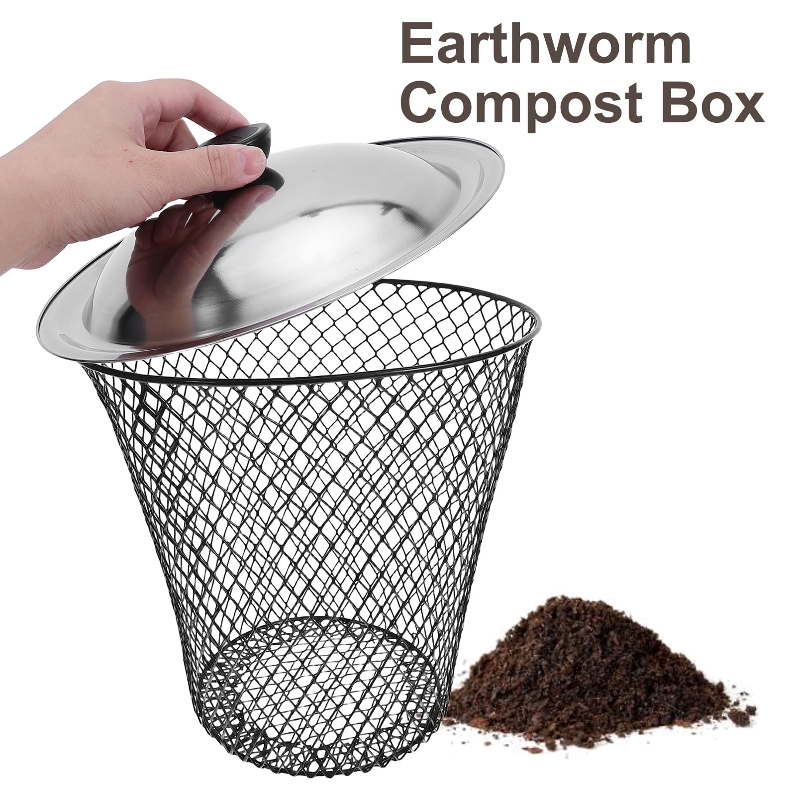 Toyvian 2 Compostadores de Lombrices Metálicos con Tapa para Jardín y Exteriores, Cubo de Basura con Orificios Diseñados y Flujo de Aire Óptimo para Compostaje
