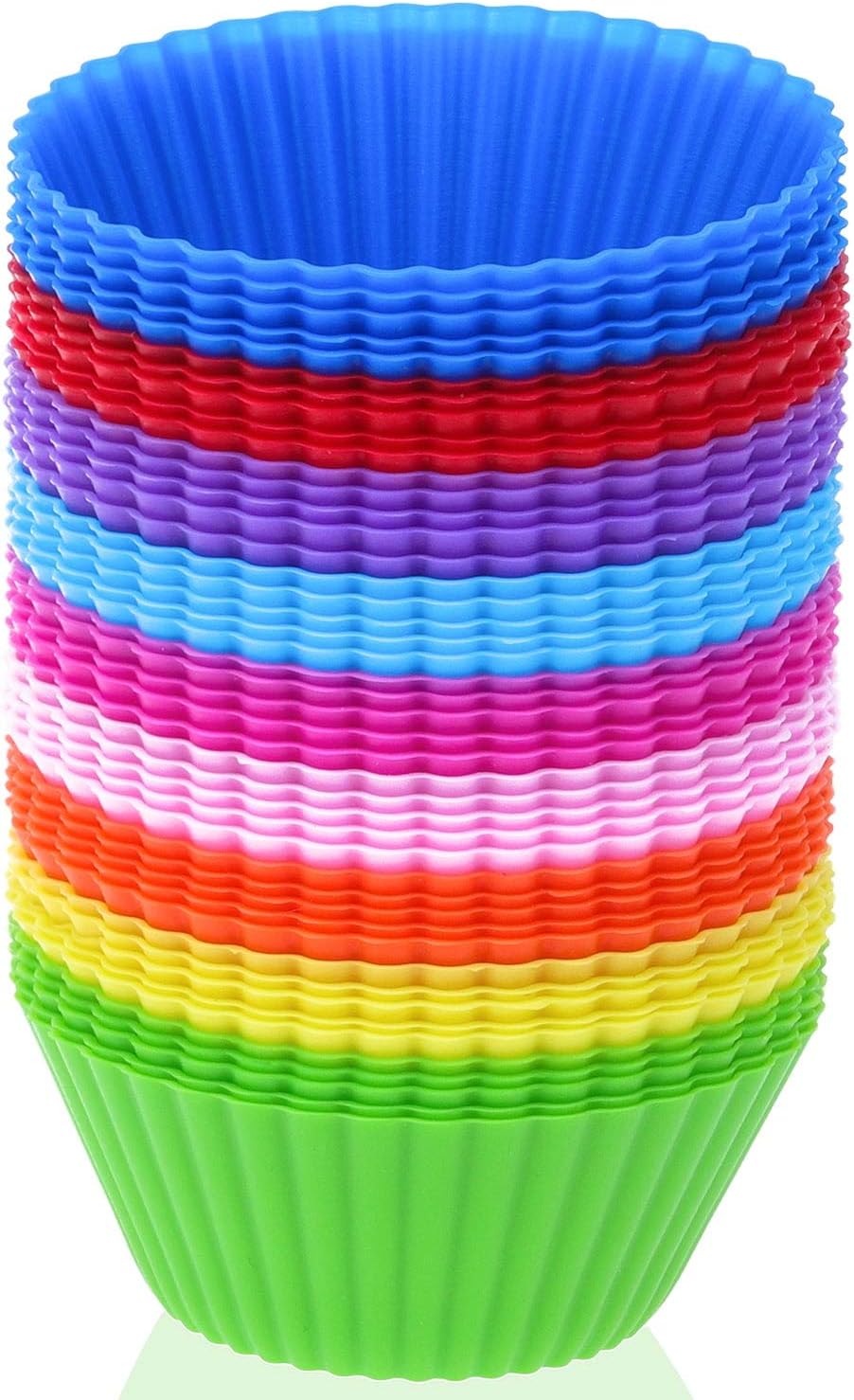 Silicone Cupcake Liners, Selizo 45 Pcs Reusable Silicone Baking Cups Nonstick Muffin Molds for Cake Balls, Muffins, Cupcakes and Candies, Assorted Bright Colors