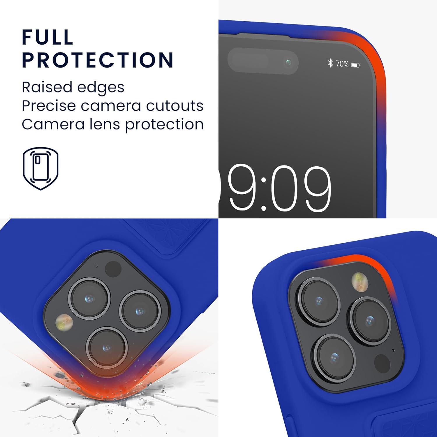 kwmobile Case Compatible with iPhone 15 Pro - Case with Hand Strap and Stand Soft TPU Silicone Coating - Baltic Blue - Image 3