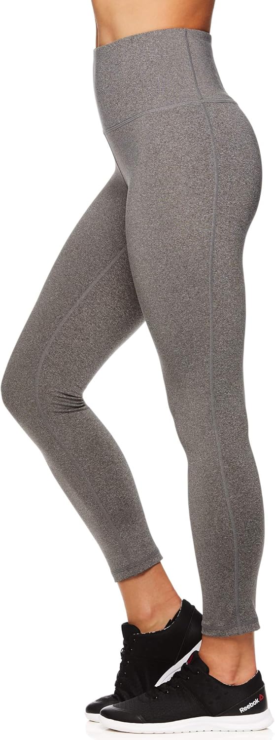 Reebok Womens High Rise Capri Leggings Yoga Pants, Grey, Large / 23L
