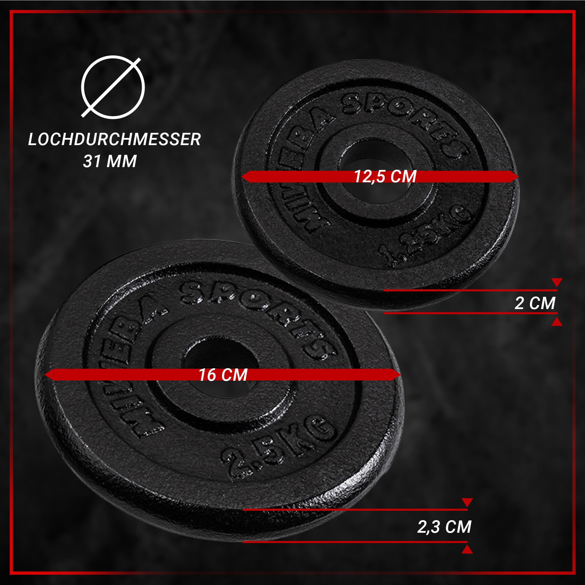 Miweba Sports Hantelset MKH110 | 10 kg | 20 kg - 𝐏𝐫𝐨𝐟𝐢 Einzelhantel - Hanteln Set - Stange 30 mm - Kurzhanteln Frauen und Männer - Hantel Set - Gusseisen Kurzhantelset - Kurzhantel