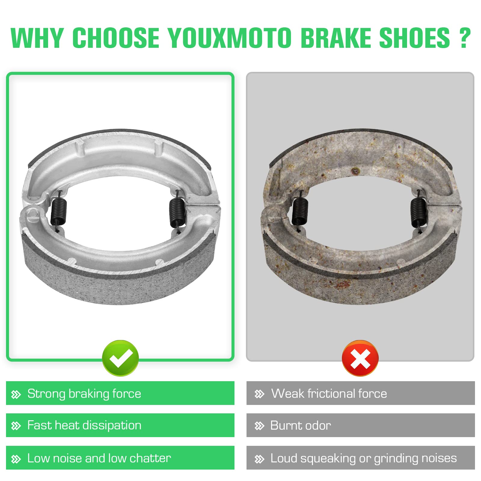 M MATI Front Rear Wheel Brake Drum Hub Brake Shoes for Yamaha Timberwolf 250 YFB250 1994-2000