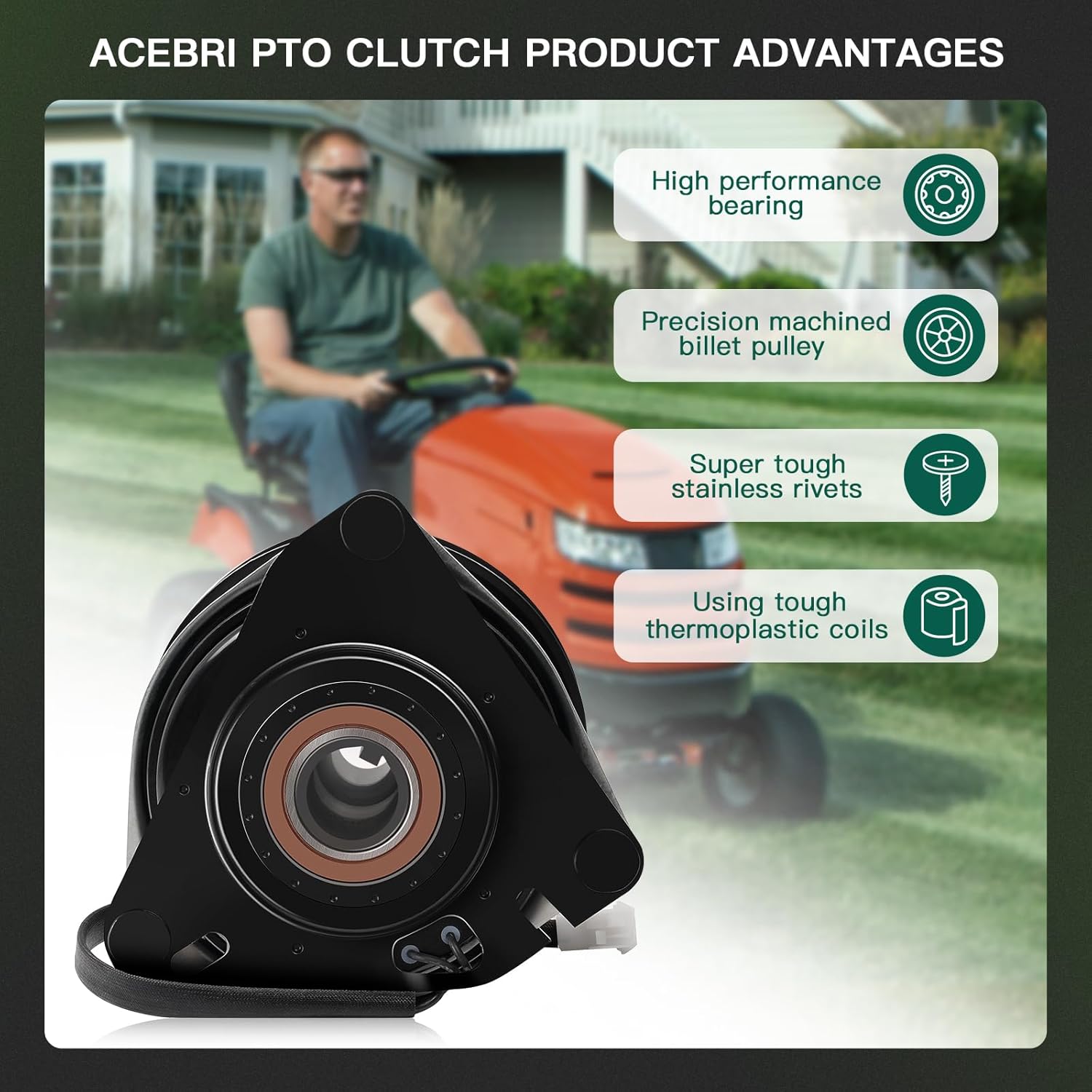 PTO Clutch Replacement for Ogura: GT1A-EH01 53462700, for Ferris: 5100417, for Dixie Chopper: 500144, for Husqvarna AYP Craftsman Jonsered 174605 179335 532414737 532179355 Mower Clutch