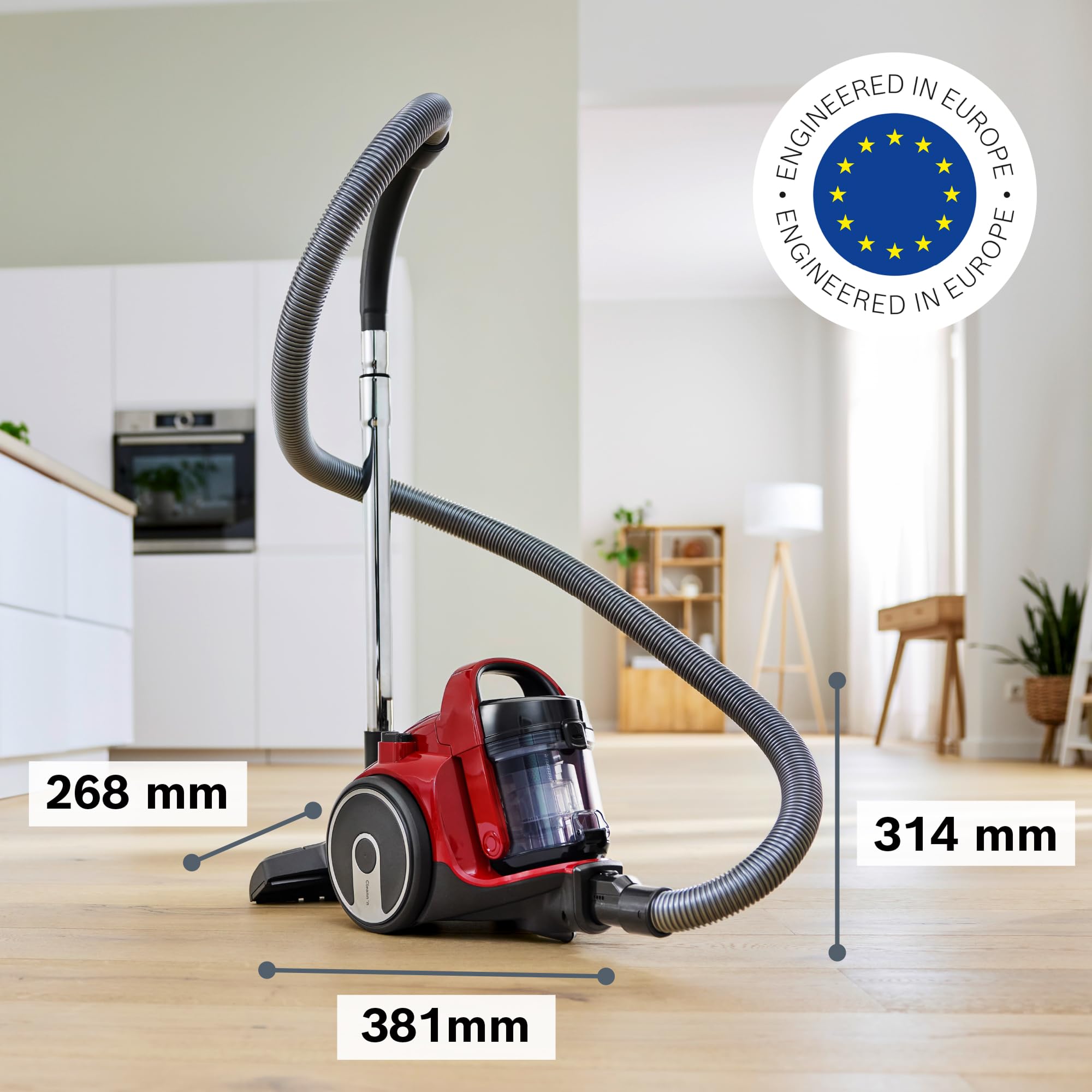 Bosch BGC05AAA2 Aspirapolvere a Traino Senza Sacco con Filtro Igienico PureAir, Design Compatto, Potente, Rosso