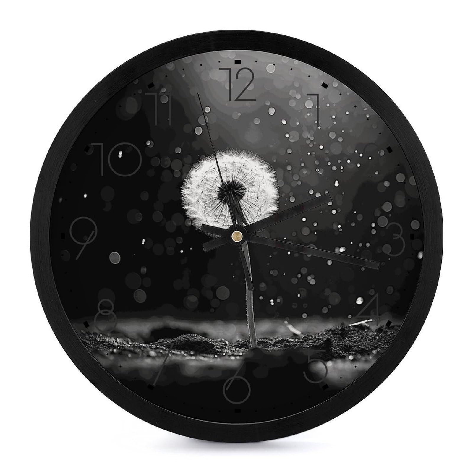 Horloge murale ronde pissenlit sans tic-tac pour supprimer les bruits de chambre