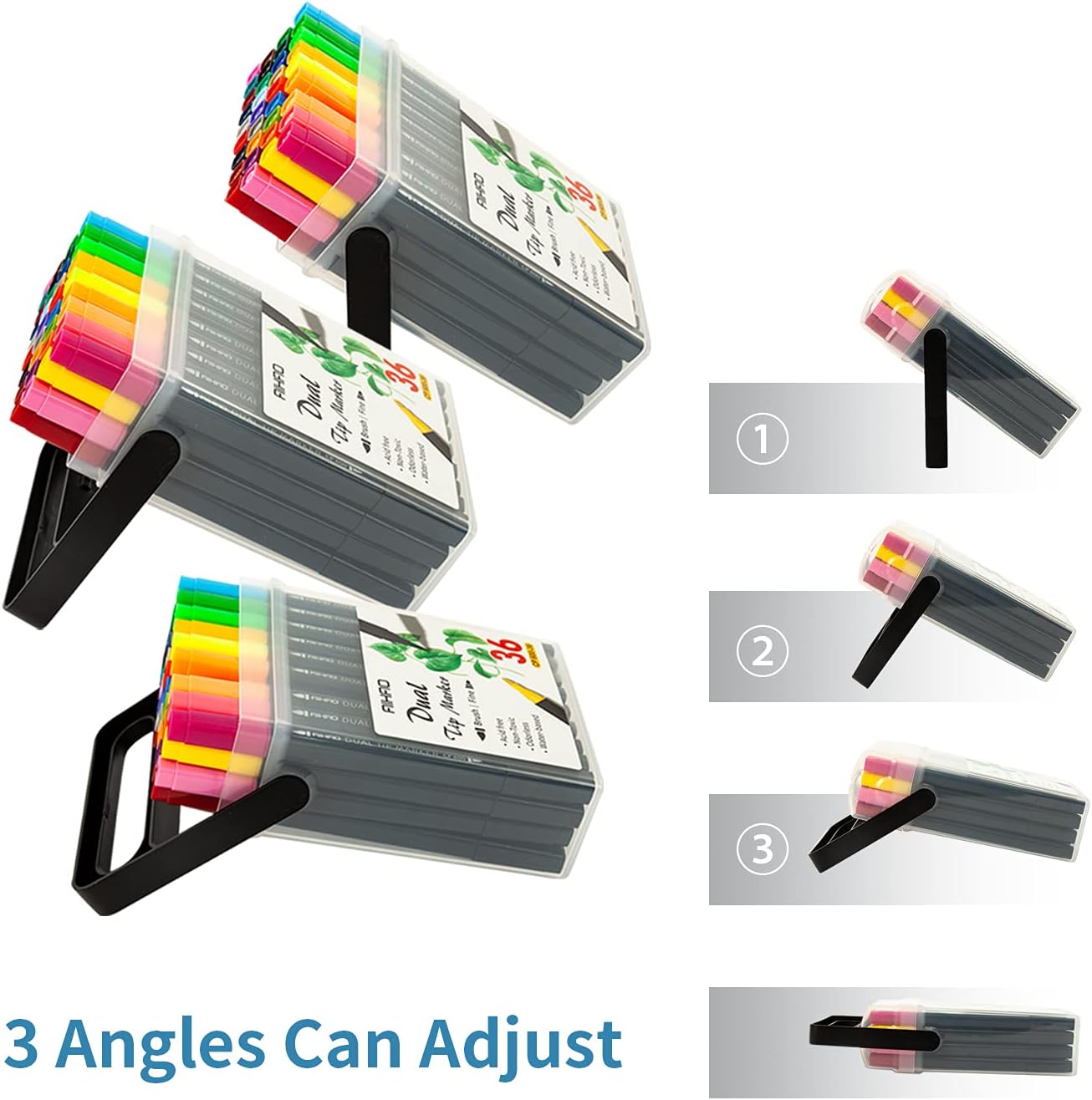 AIHAO Markers for Kids,Dual Tip Markers Set, Brush & Fine Tips, 36 Pack, Super Washable Marker With Stand Portable Box, Coloring, Doodling, Sketching, Art Supplies for Drawing, Journaling - Image 5