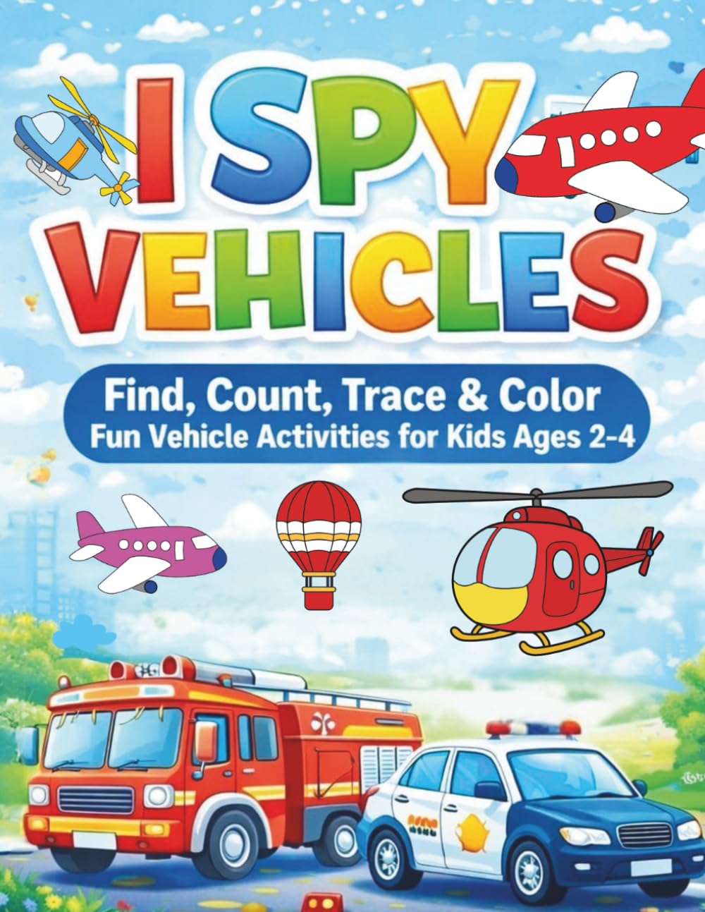 I Spy Vehicles: Find, Count, Trace & Color – Fun Vehicle Activity Book for Kids Ages 2–4 (I Spy Animals Series)