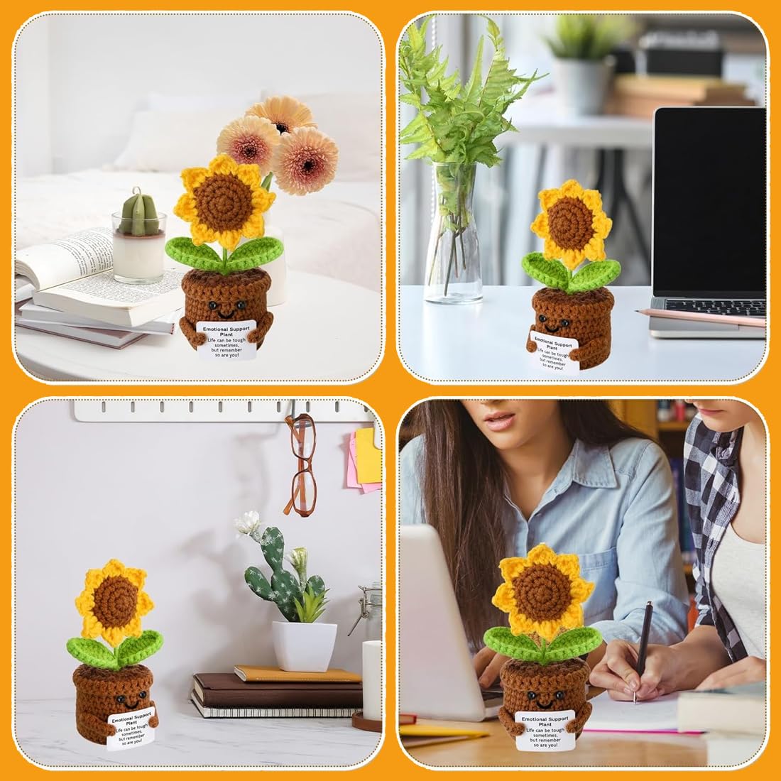 Positive Girasole Idea Regalo Compleanno Knitted Doll Gadget Scrivania Carino Portafortuna Regali Originali Laurea Collega Sorella Amica Ufficio