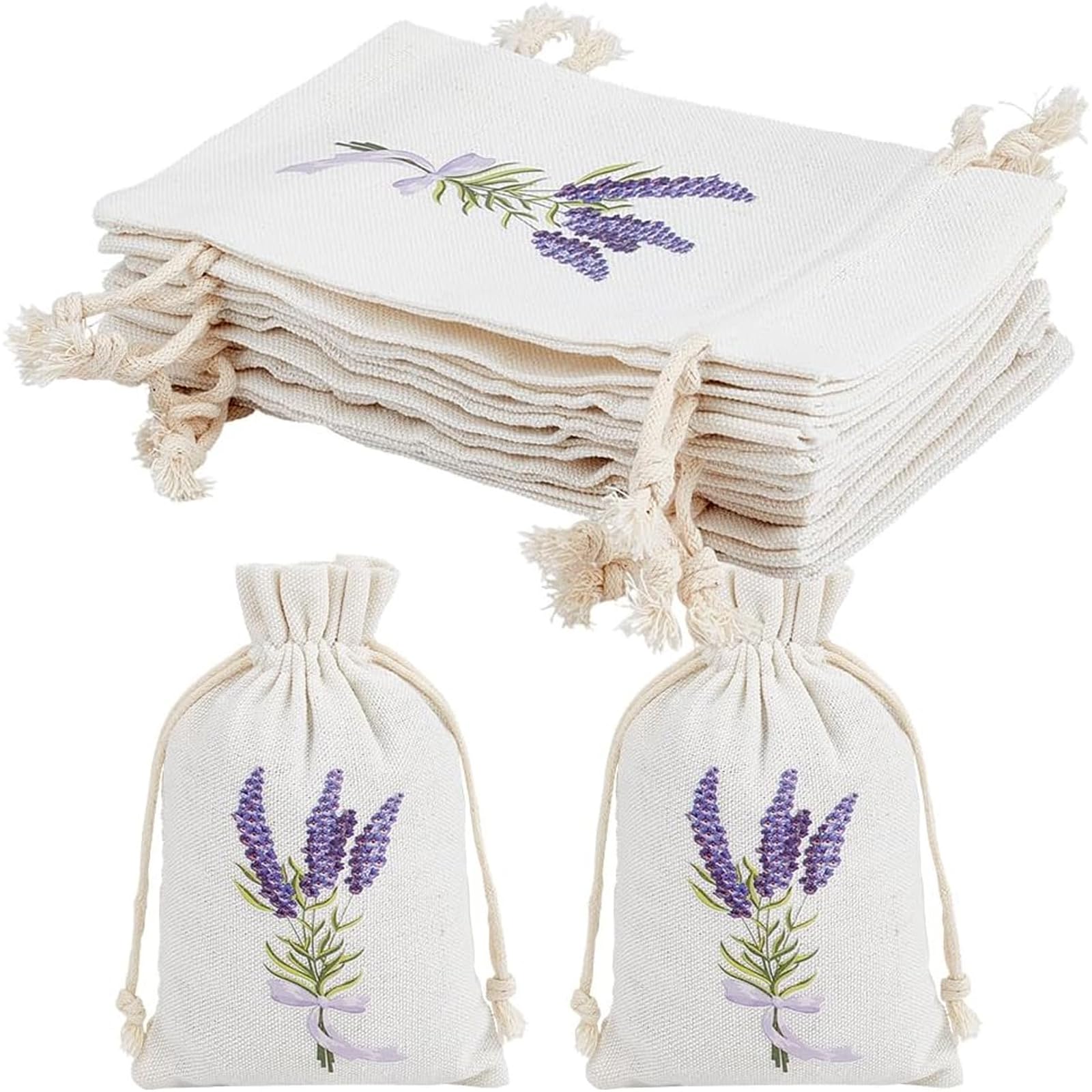 lavender sachets,Lavender Bags Empty, 12-Pack Cotton Drawstring Pouches for Storage, 10 x 15 cm, Small Fabric Bags for Travel, Jewelry, Crafts, Gifts