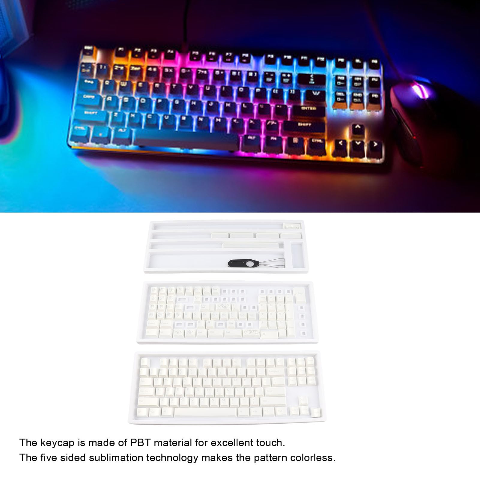 Zestaw 152 Kluczowych Klawiszy, Mechaniczne Klawisze Klawiatury PBT XDA z sublimacją Barwnika do Klawiatur 61 87 98 104 108