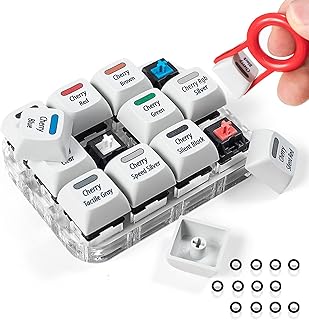 Cherry MX Switch Tester Switch Sampler Mechanical Keyboards 12-Key Switch Testing Tool, with Keycap Puller and Switch O Rings (Includes Cherry MX Silent Speed)