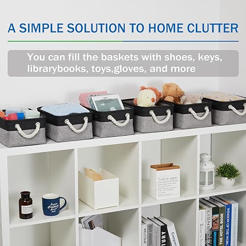 Miniatura 7 de Bidtakay Contenedores de almacenamiento pequeños para organizar contenedores plegables para estantes, paquete de 6 contenedores de armario de lados