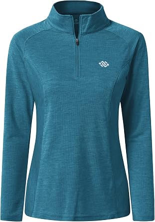 MoFiz Womens Golf Polo Shirts Long Sleeve 1/4 Zip UPF 50+ UV Sun Protection Quick Dry Workout Hiking Athletic Tops