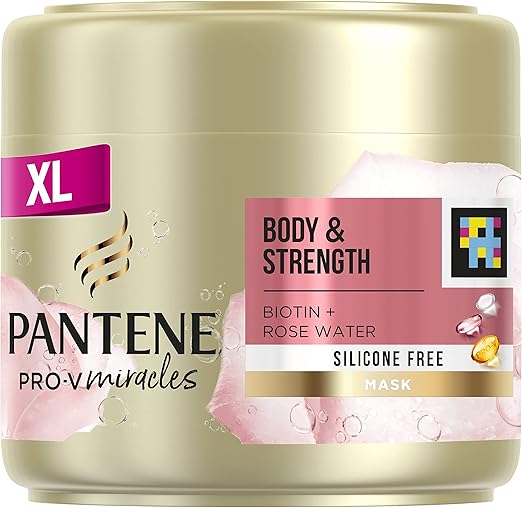 Pantene Hair Mask With Biotin, Rose Water, For Hair Volume, Helps