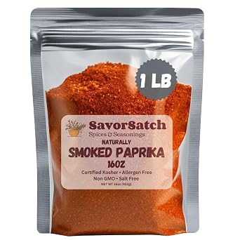 SavorSatch Smoked Paprika - Naturally Smoked Sweet Paprika, Certified Kosher, 16 Ounce 1 Pound Resealable Pouch | Bulk Spice for Cooking, Seasoning, and Grilling