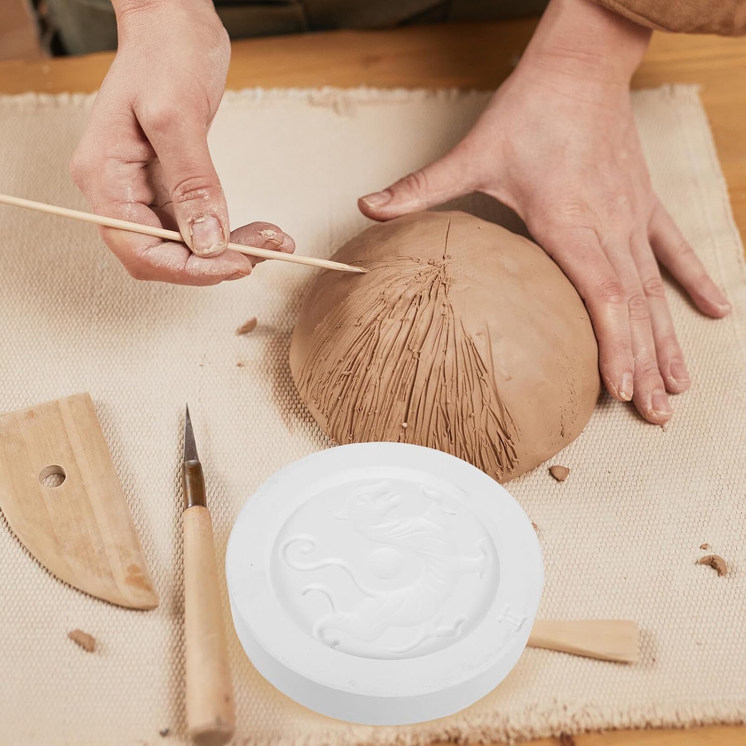 Gypsum Pottery Forming Mold Tiger Design for Students and Artists