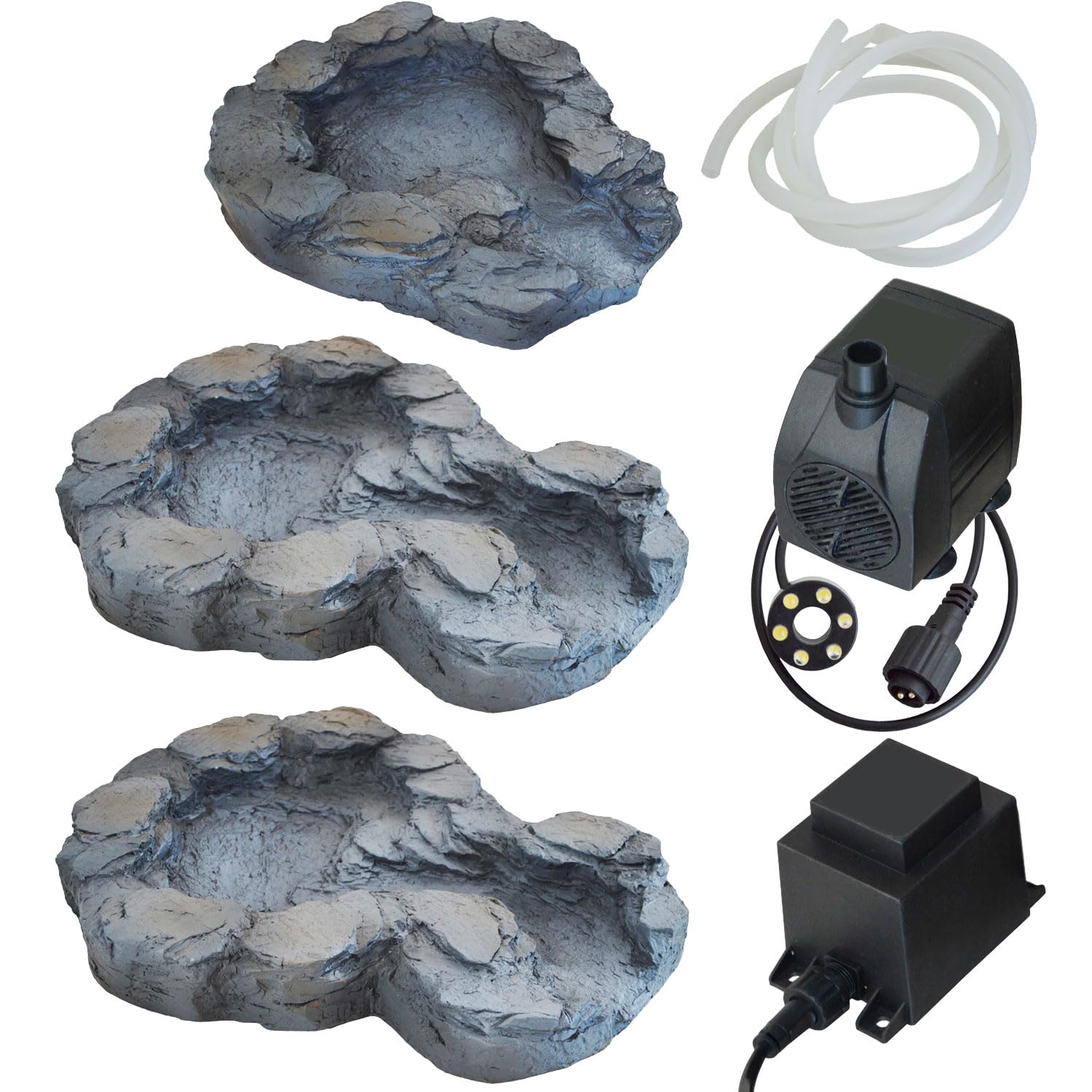 Fontana da giardino fontana ruscello QUELLBACH fontana decorativa bagno per uccelli cascata giardino luce pompa per stagno (7-GB02165V001-1)