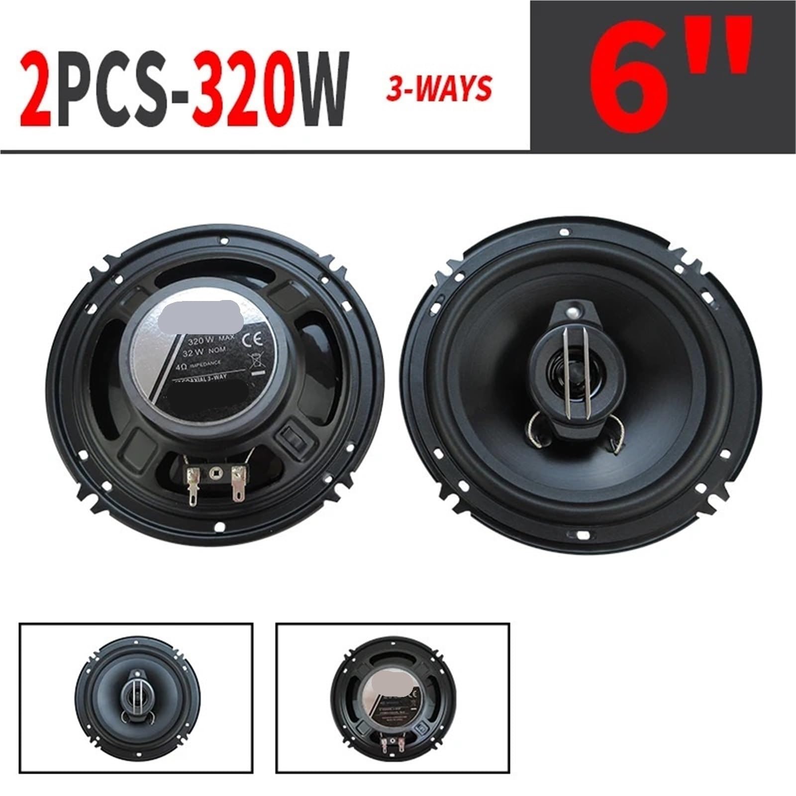 6-inch 3-Way Coaxial Speaker, 640W Peak Full Range Audio