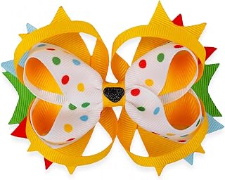 Little Lamb - 1pc Christmas Handmade Spotty Hair Bow clip (stacked bow)