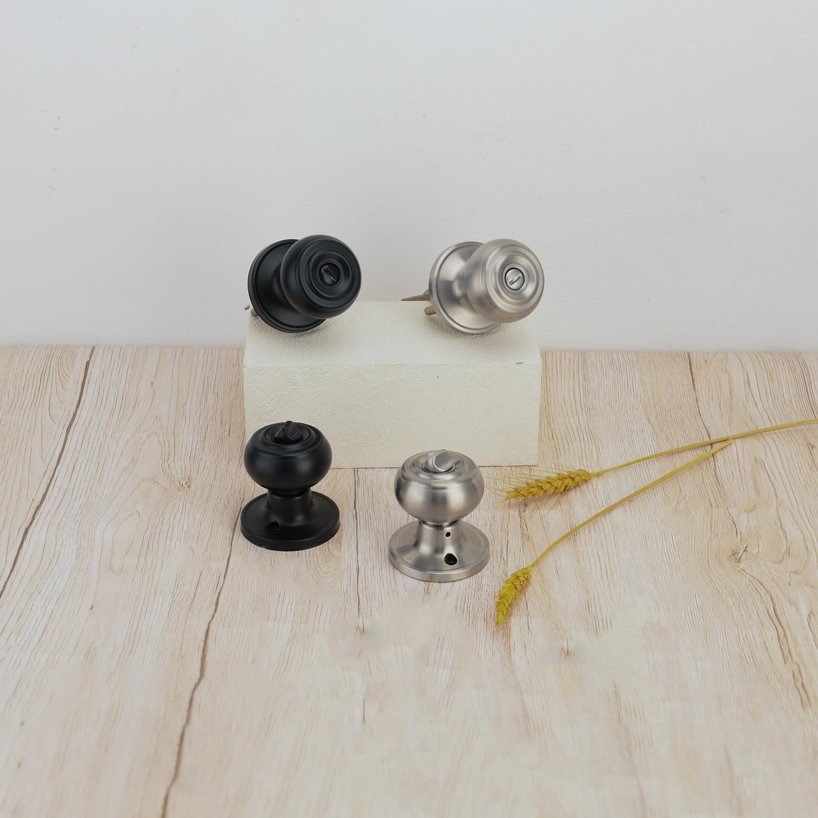 Black Door Knobs with Lock - 6 Pack for Bathrooms & Bedrooms -6 Black Door Knobs with Lock - 6 Pack for Bathrooms & Bedrooms -6