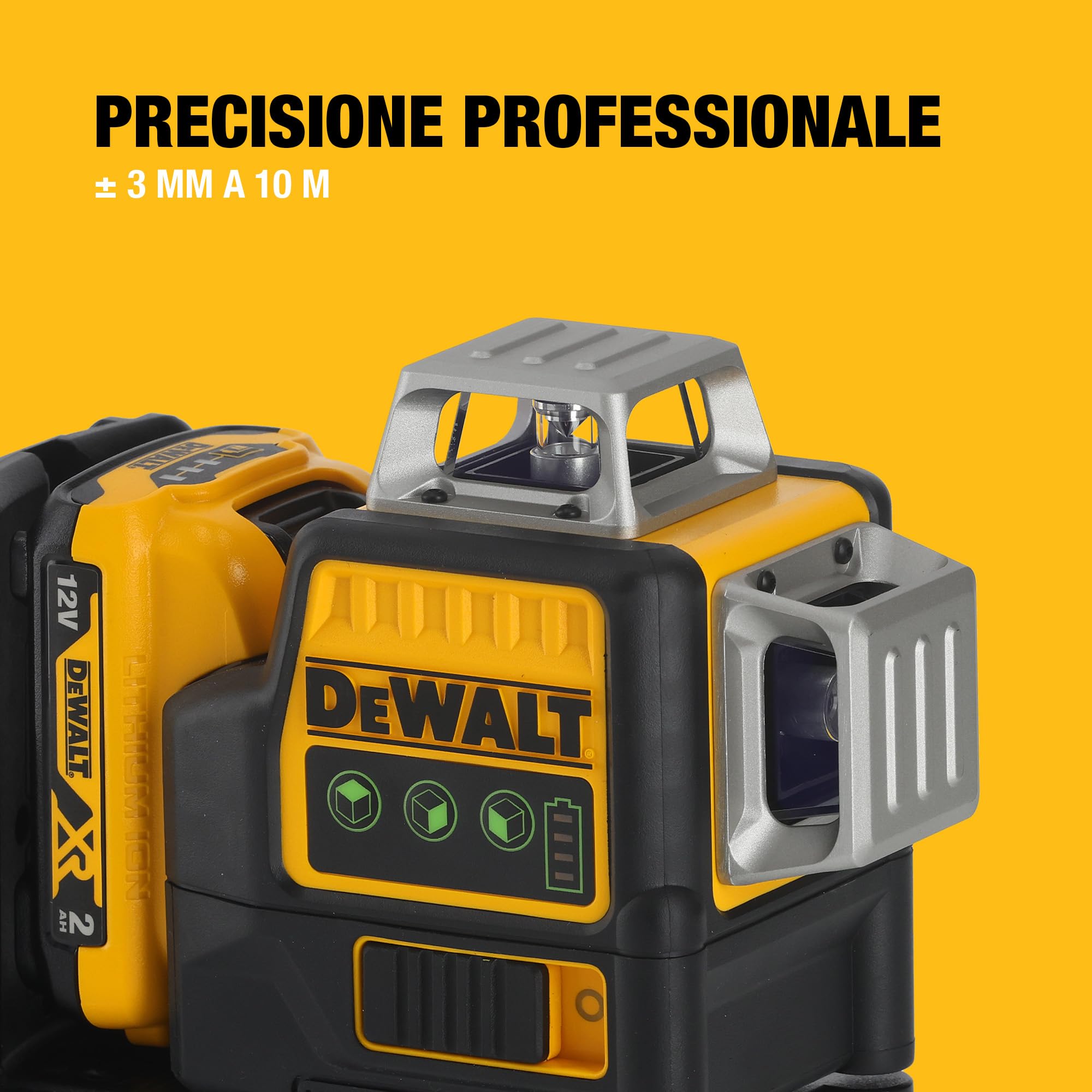 DEWALT 12V XR 3 x 360 linee trasversali laser verde, 1 X 2Ah, DCE089D1G-QW