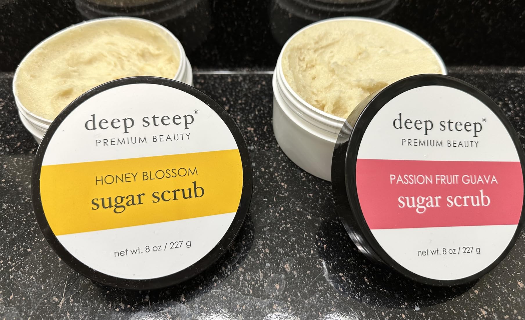 Deep Steep Sugar Scrub, Vanilla Coconut, 8 oz – Exfoliating Body Scrub with Organic Coconut Oil, Shea Butter & Argan Oil – Vegan, Clean Beauty, Smooth, Soft & Nourished Skin