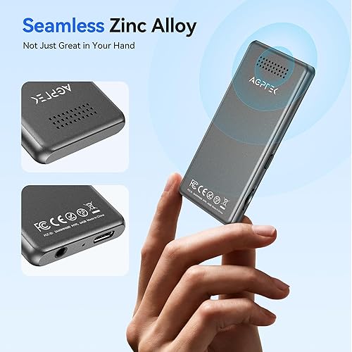 Miniatura 2 de AGPTEK Reproductor MP3 de 64 GB con Bluetooth, reproductor de música M7 de 1.8 pulgadas con altavoz y radio FM, botones táctiles, soporta hasta 128