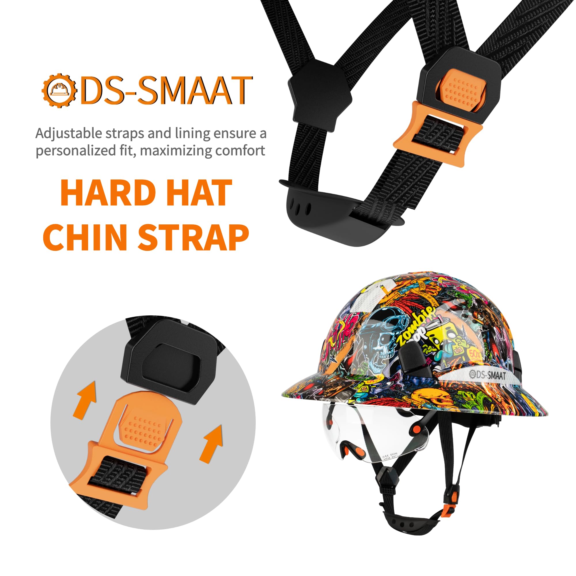 Casque de sécurité à large bord avec visière, casque de sécurité à suspension à cliquet à 6 points, protection supérieure contre les chocs, approuvé ANSI Z89.1 OSHA, idéal pour homme et femme
