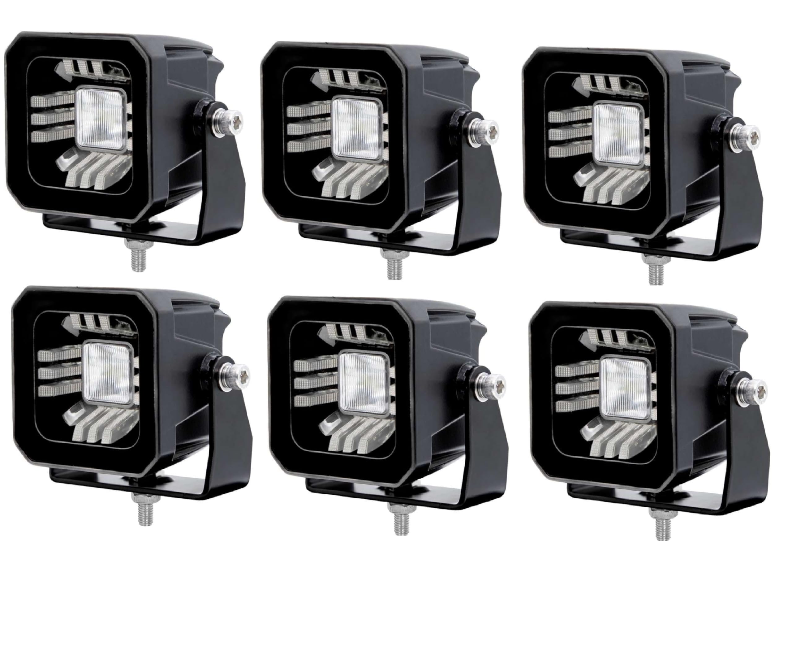 Genérico 6 faros de trabajo LED 12 V - 24 V proyector antiniebla 1000 lm + luz de posición roja naranja DRL haz combinado para camión 4 x 4 MTB barco moto moto