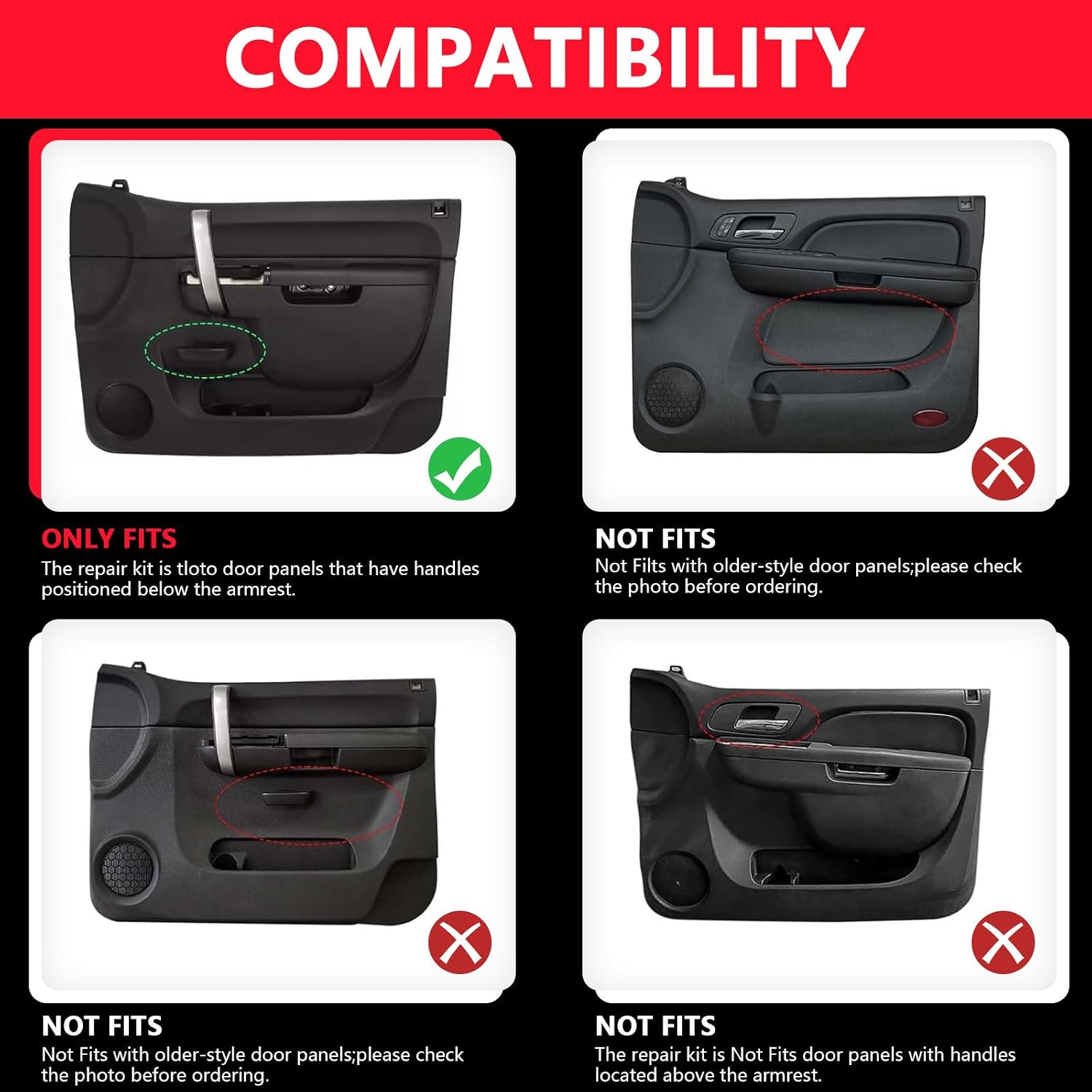 22818465 Black Left Driver and Right Passenger Side Armrest Repair Kit