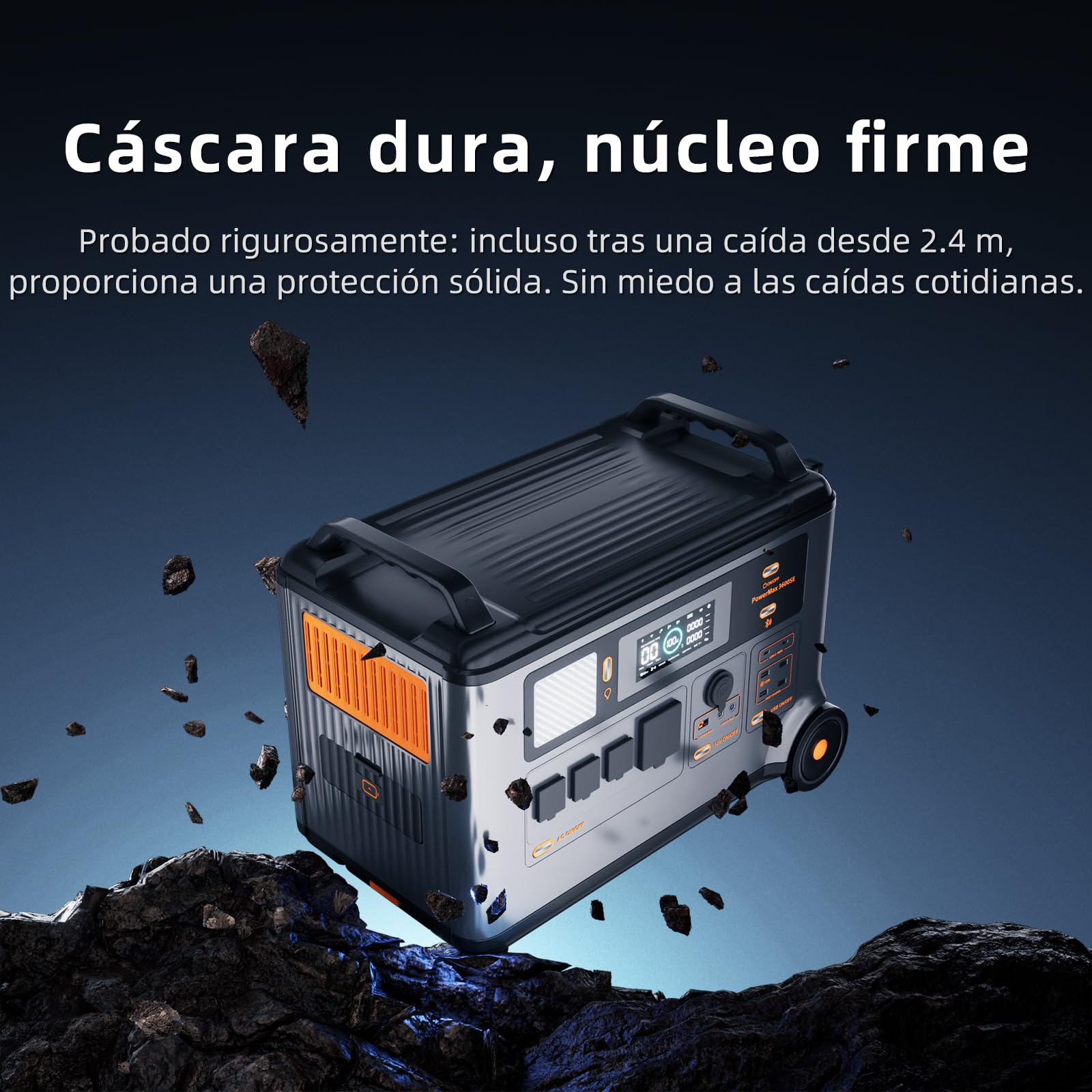 PowerMax 3600SE Estación de Energía Portátil, 3600Wh LiFePO4, 3600W/6000W Pico, 4x AC 230V, Generador Solar con SAI, Grupo Electrógeno Emergencia Casa, Autocaravana, Apagón