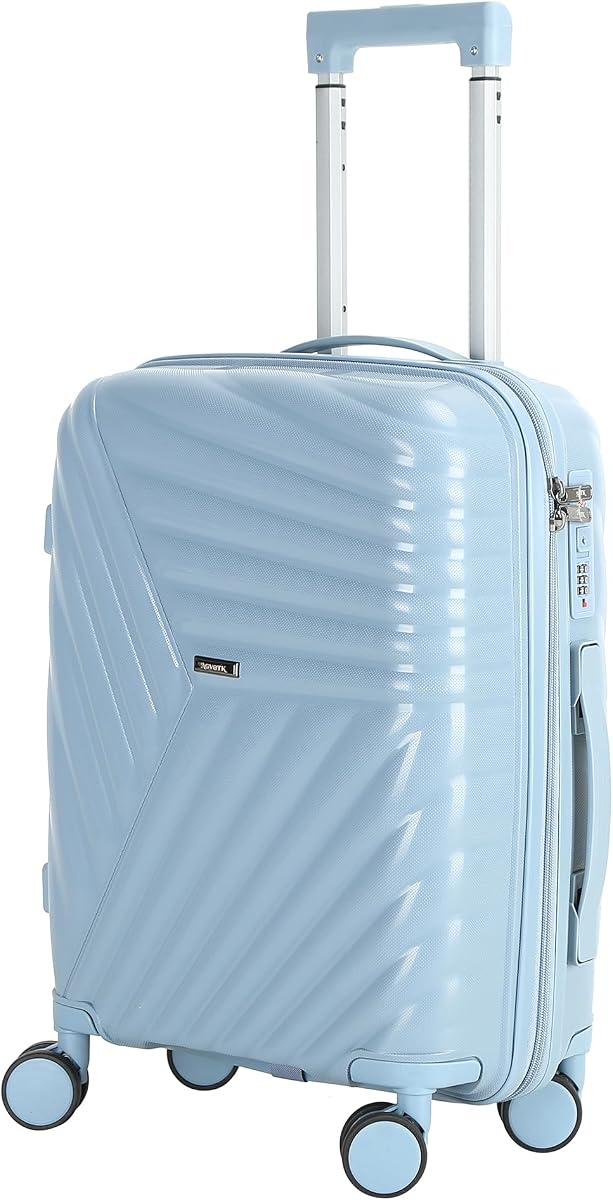 Equipaje de mano de 20 pulgadas con cerradura TSA, maleta rígida aprobada por aerolíneas de 22 x 14 x 9, equipaje de viaje ligero de PP con ruedas giratorias silenciosas de 360°, cremallera antiexplosión para negocios (Sky Chevron)