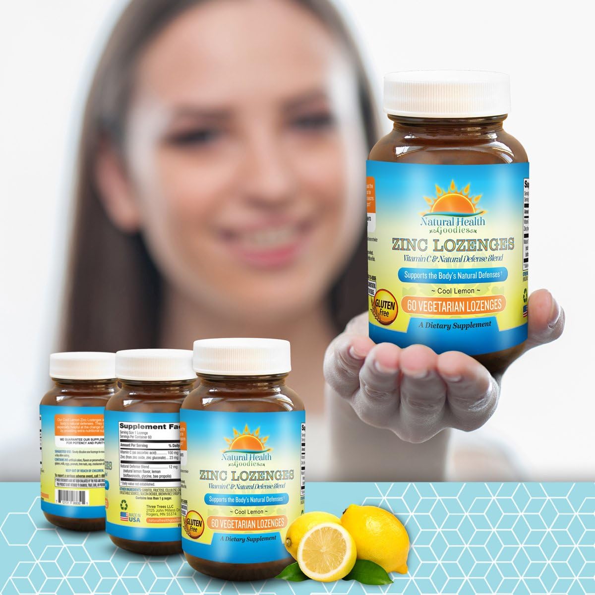 Zinc Lozenge with Vitamin C for Immune Support - 60 Easy Dissolve Chewable Zn Gluconate Tablets from Natural Health Goodies: Health & Personal Care