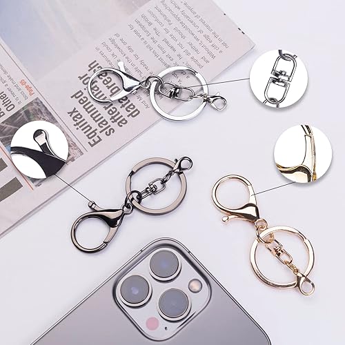 Miniatura 5 de 20 juegos de cierres de pinza de langosta con gancho y anillo plano dividido para llavero con clip de gatillo giratorio con pequeña pinza de