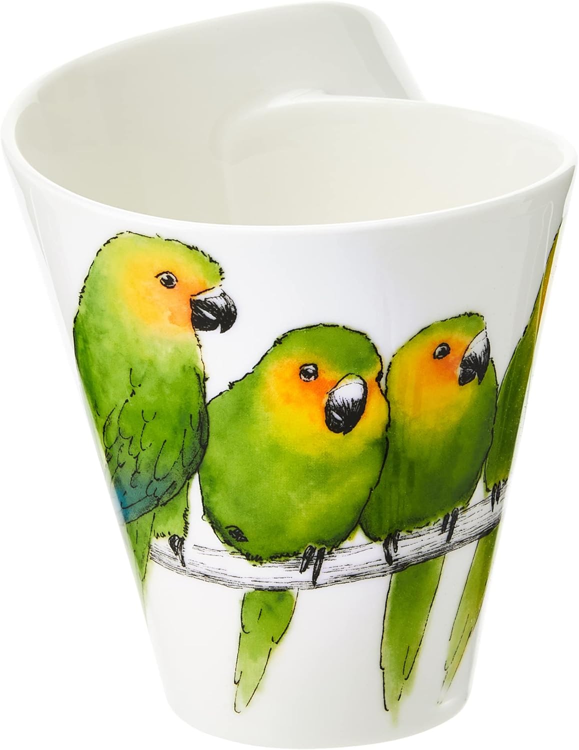Villeroy & Boch NewWave Café Coffee Mug Conure, 300 ml, Height: 11 cm, Premium Porcelain, Green/Multicolour