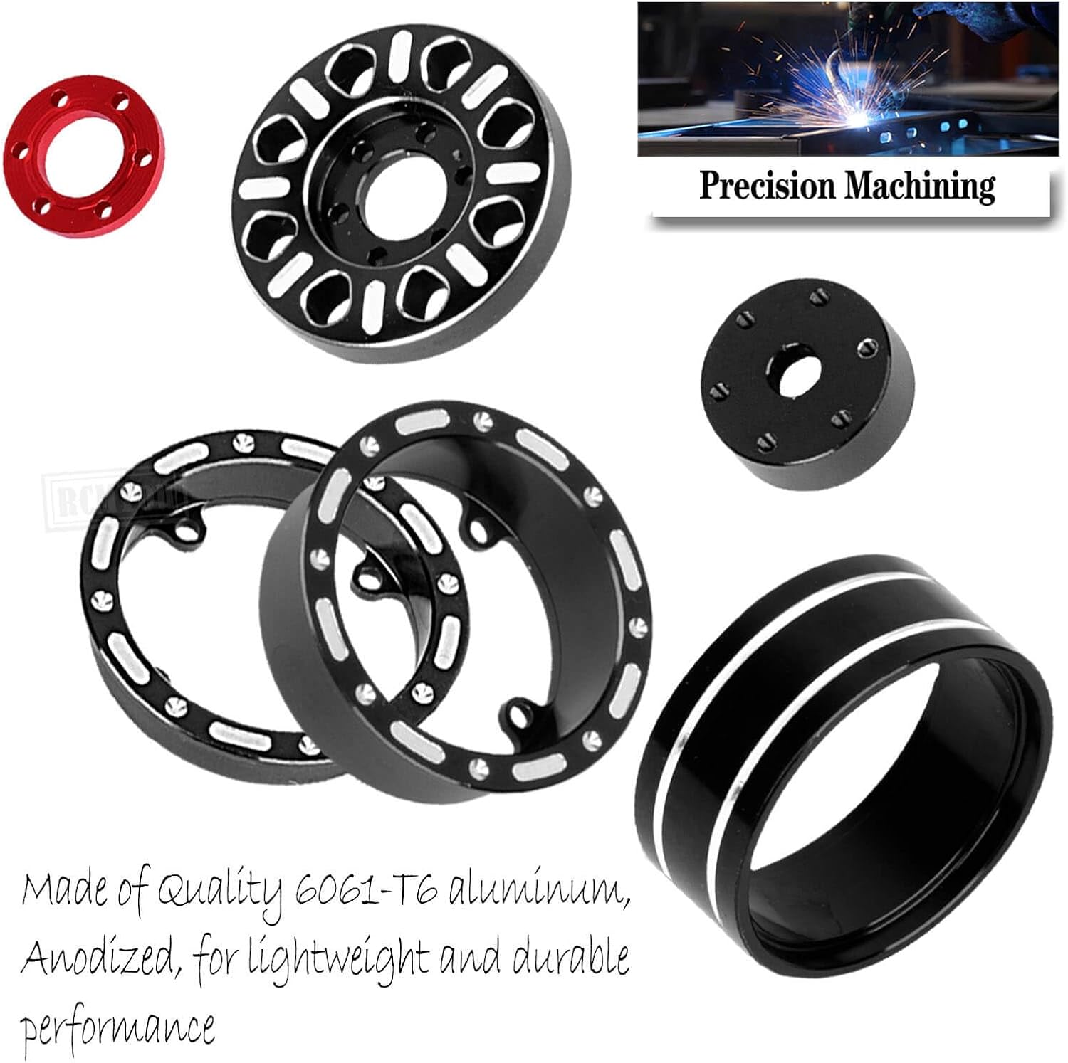 RC 1.2 Beadlock Wheels Adjustable 4 Offsets Rims for 1/18 TRX4M RC Crawler Car,1.2 Beadlock Wheels Adjustable 4 Negative Offsets Rims,Black