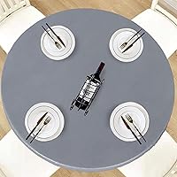 Vista 24 de LUSHVIDA - Mantel ajustable de vinilo para mesa redonda, impermeable y con borde elástico, mantel de plástico