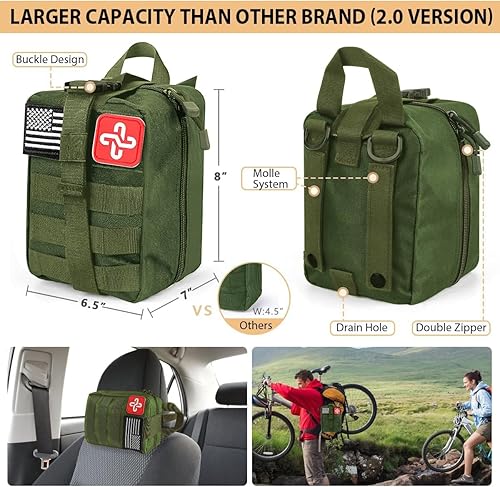 Vista 11 de Kit de supervivencia, 250 piezas de equipo de supervivencia con bolsa compatible con sistema Molle y tienda de emergencia, kit de emergencia