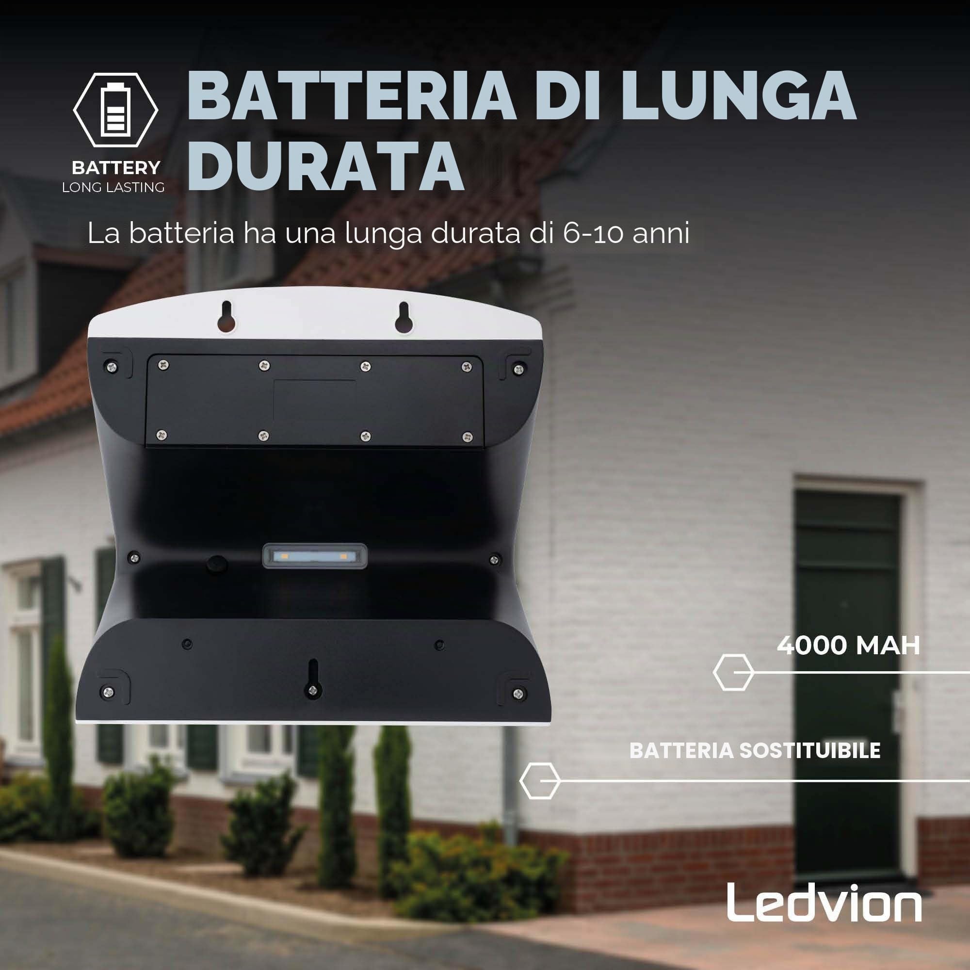 Ledvion - Lampada Solare LED Moderna da Parete, 8W, 3000K, IP65, Bianca, 220 Lumen, con Sensore di Movimento, Energia Solare, Efficienza Energetica & Resistente alle Intemperie