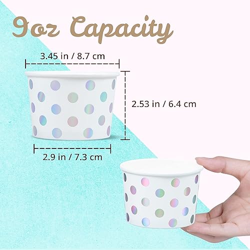 Miniatura 4 de MATICAN Vasos de papel para helado, 50 cuencos de postre desechables de 9 onzas para alimentos calientes o fríos, suministros de fiesta de 9 onzas,