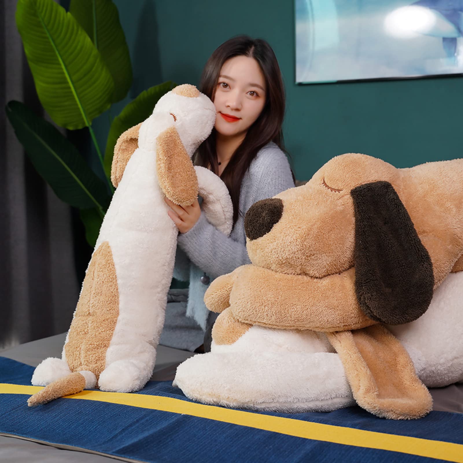 Peluche De Perro Largo De 50 Cm | Almohada Suave Y Realista Para Niños Y Adultos, Color Marrón