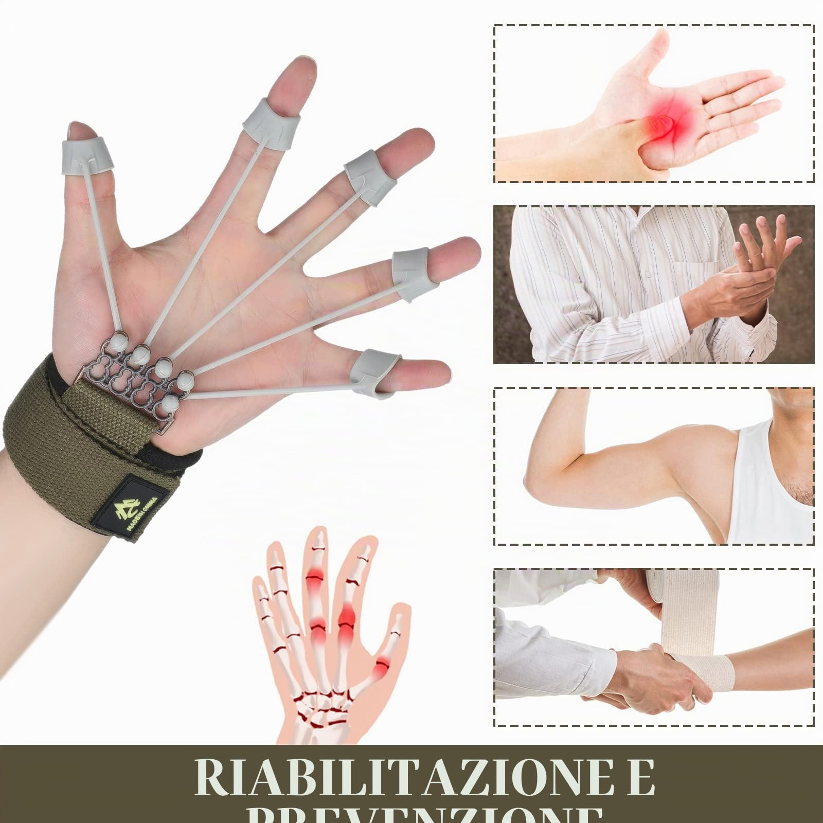 zalati Finger Strengtheners Finger Exerciser Resistance Band Stretcher per allenamento della forza, allenamento di estensione della flessione delle dita, nero, 9,1 kg