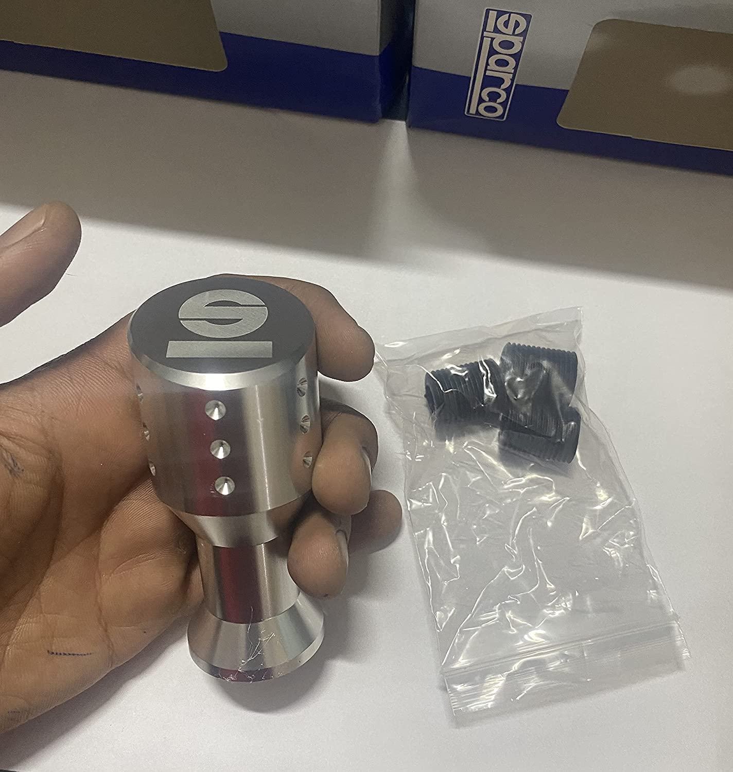 Dumbbell Sporty JDM SPARCO SPC Gear Shift knob Sporty Handle SPARCO Gear Shift Knob for Universal All Car (Silver Dumbbell SPARCO Gear Shift KNOB)-image-16