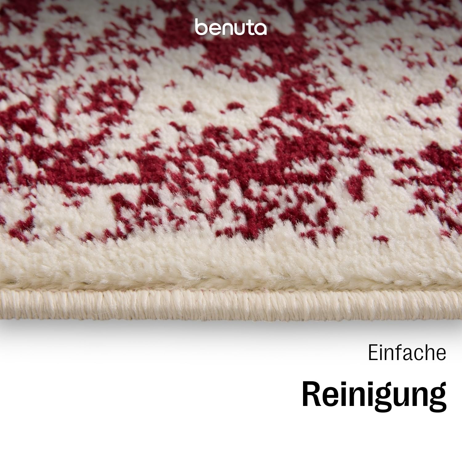 benuta Basic Teppich Suki - Creme/Rot 200x300 cm - Kunstfaser - Rechteckig & im Style: Vintage, Orient Style - Pflegeleicht für Wohnzimmer Schlafzimmer